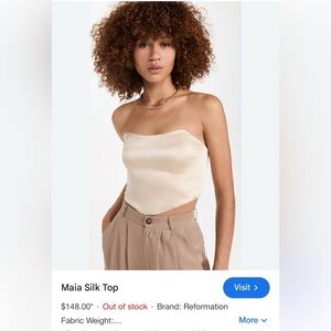 Reformation Maia Strapless Silk Corset Top size 8